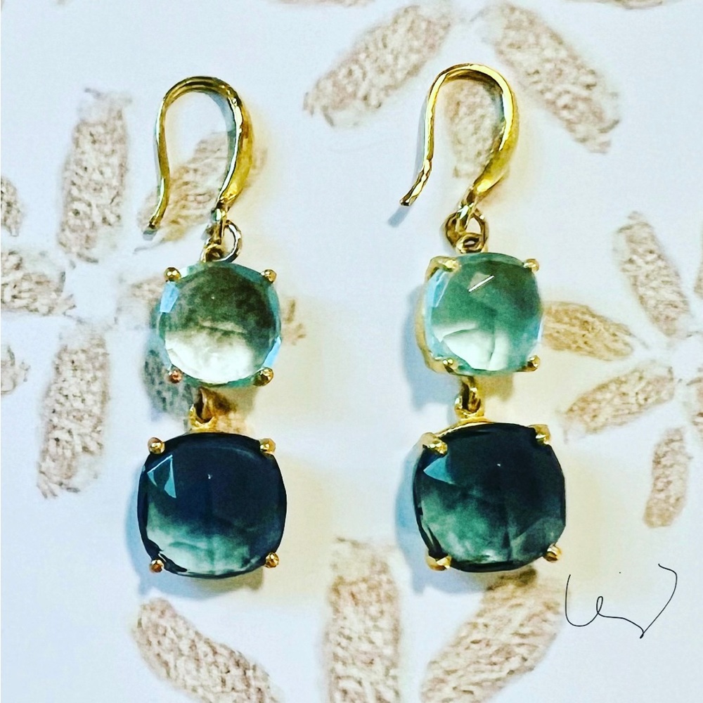 Earrings. Gold filled hook. London blue quartz crystals.